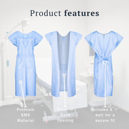 Disposable Medical Exam Gowns - Made in the USA - 50 pcs