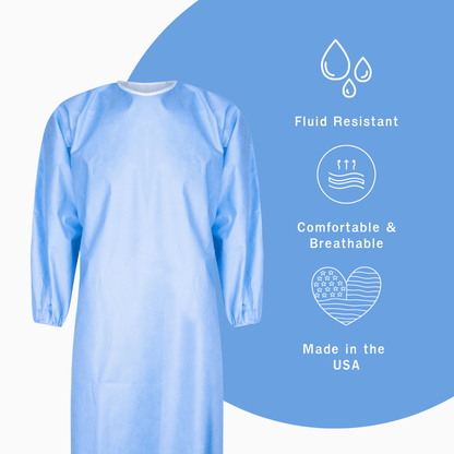 AAMI Level 1 Isolation Gowns - Made in the USA - Closed Back Style - 25 pcs - DisposableGowns | Made in America