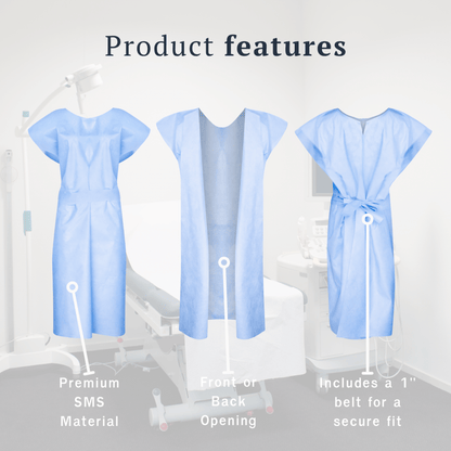 Disposable Medical Exam Gowns - Made in the USA - 50 pcs - DisposableGowns.com