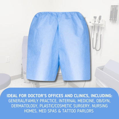 Disposable Medical Exam Shorts - Made in the USA - 50 pcs - DisposableGowns.com