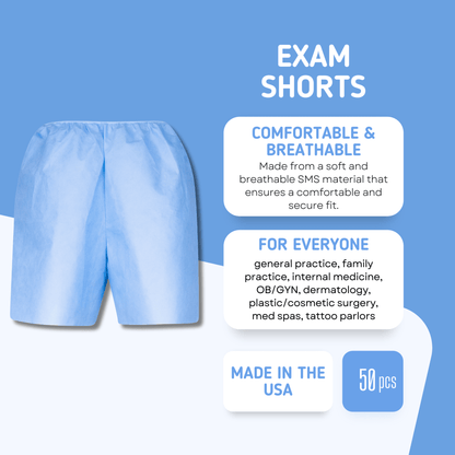 Disposable Urology & Colonoscopy Exam Shorts - Made in the USA - 50 pcs - DisposableGowns.com