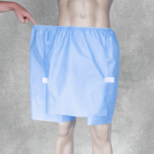 Disposable Urology & Colonoscopy Exam Shorts - Made in the USA - 50 pcs - DisposableGowns.com